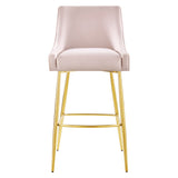 Discern Performance Velvet Bar Stool - Mid-Century Modern & Brushed Gold Accents