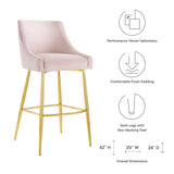 Discern Performance Velvet Bar Stool - Mid-Century Modern & Brushed Gold Accents