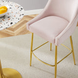 Discern Performance Velvet Bar Stool - Mid-Century Modern & Brushed Gold Accents