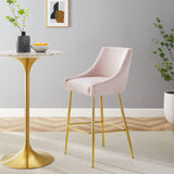 Discern Performance Velvet Bar Stool - Mid-Century Modern & Brushed Gold Accents