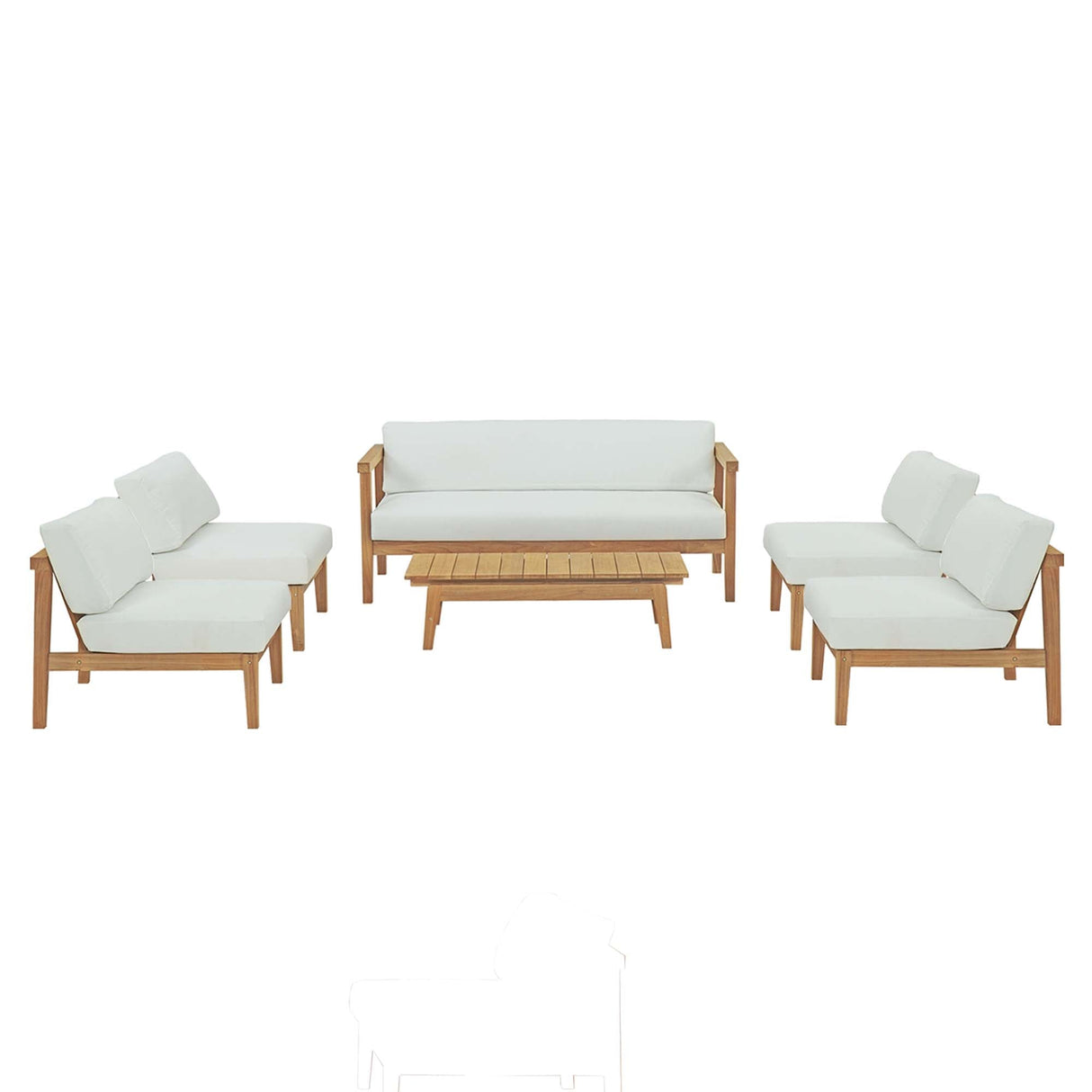 Bayport 6 Piece Outdoor Patio Teak Set - Modern Coastal & All-Weather Backyard Seating