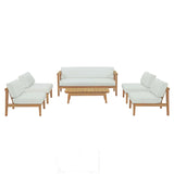 Bayport 6 Piece Outdoor Patio Teak Set - Modern Coastal & All-Weather Backyard Seating