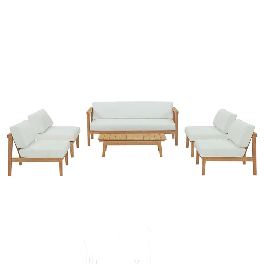 Bayport 6 Piece Outdoor Patio Teak Set - Modern Coastal & All-Weather Backyard Seating