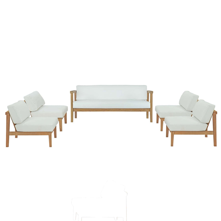 Bayport 5-Piece Outdoor Patio Teak Set - Modern Coastal & Weather-Resistant Solid Wood