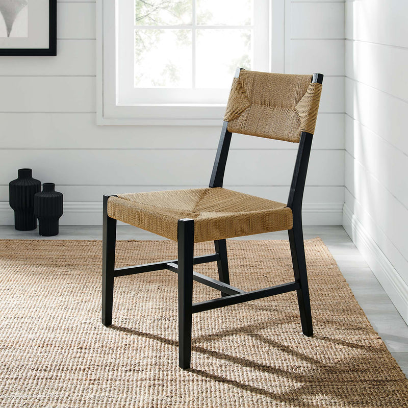 Bodie Wood Dining Chair - Coastal Modern & Woven Paper Rope Seat