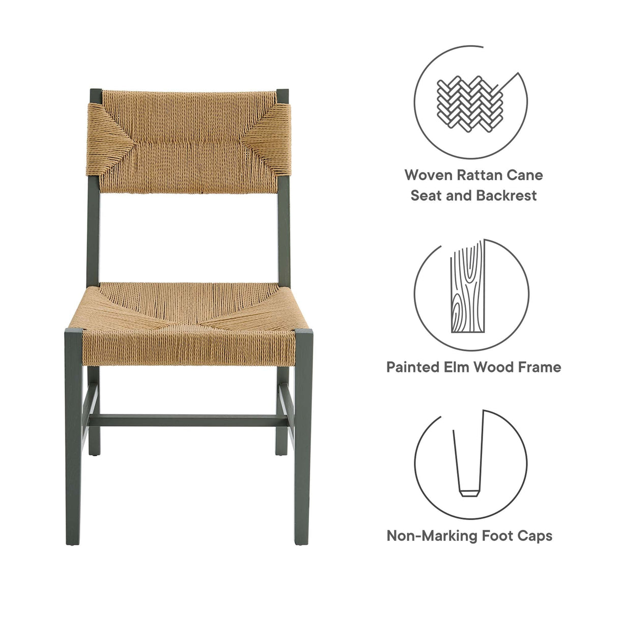 Bodie Wood Dining Chair - Coastal Modern & Woven Paper Rope Seat
