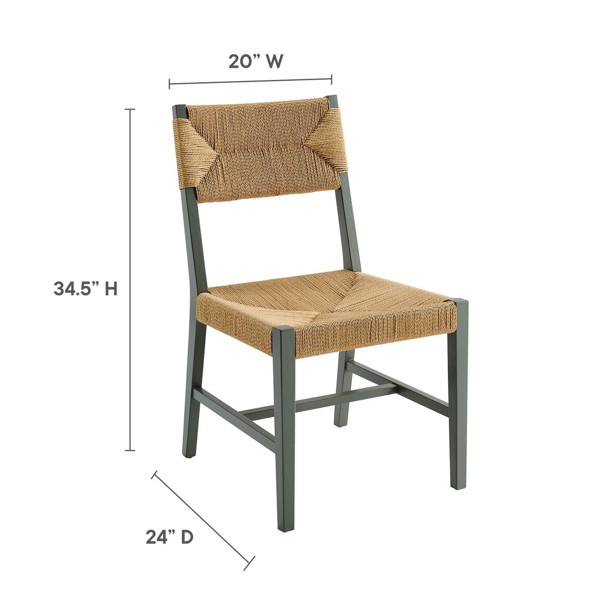 Bodie Wood Dining Chair - Coastal Modern & Woven Paper Rope Seat