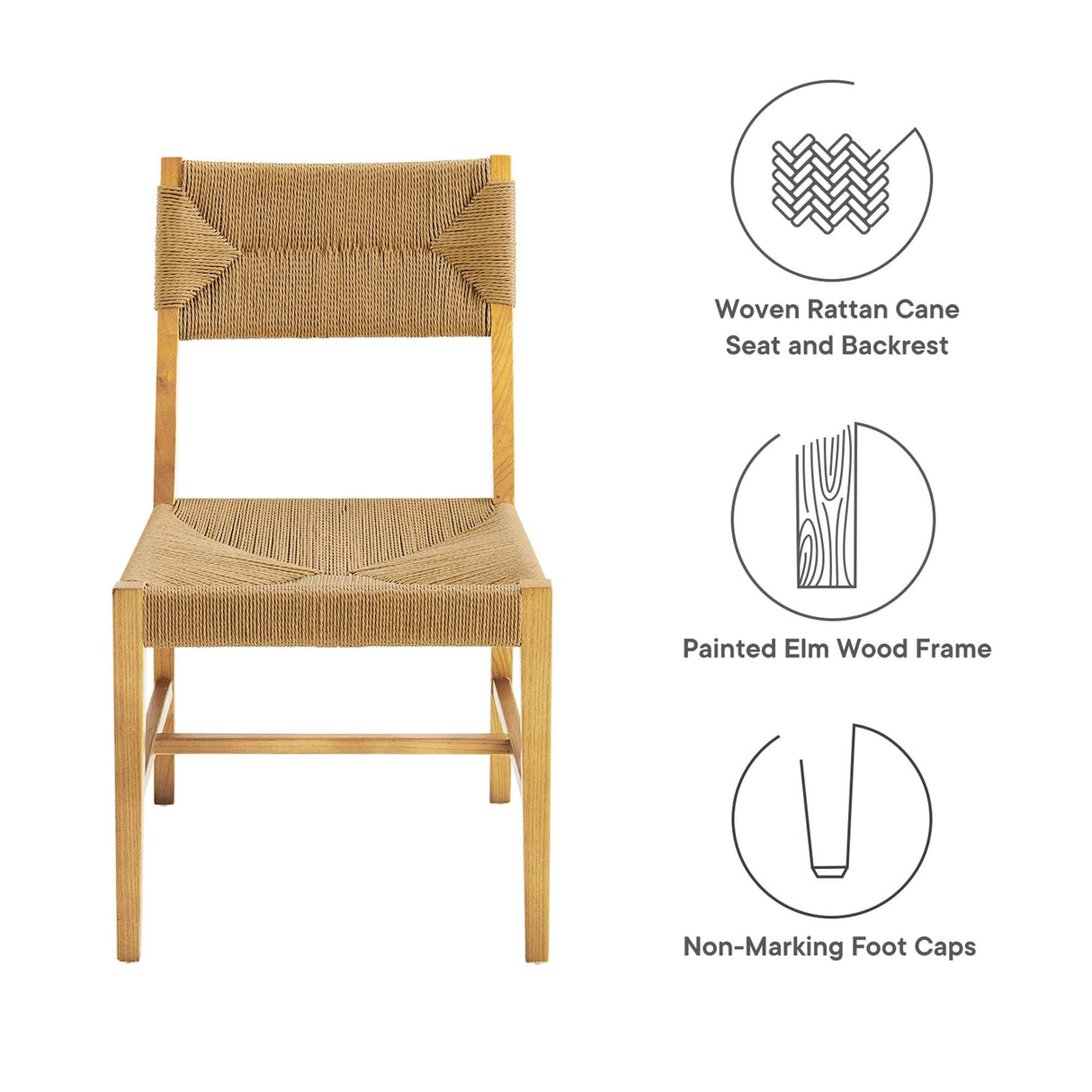 Bodie Wood Dining Chair - Coastal Modern & Woven Paper Rope Seat
