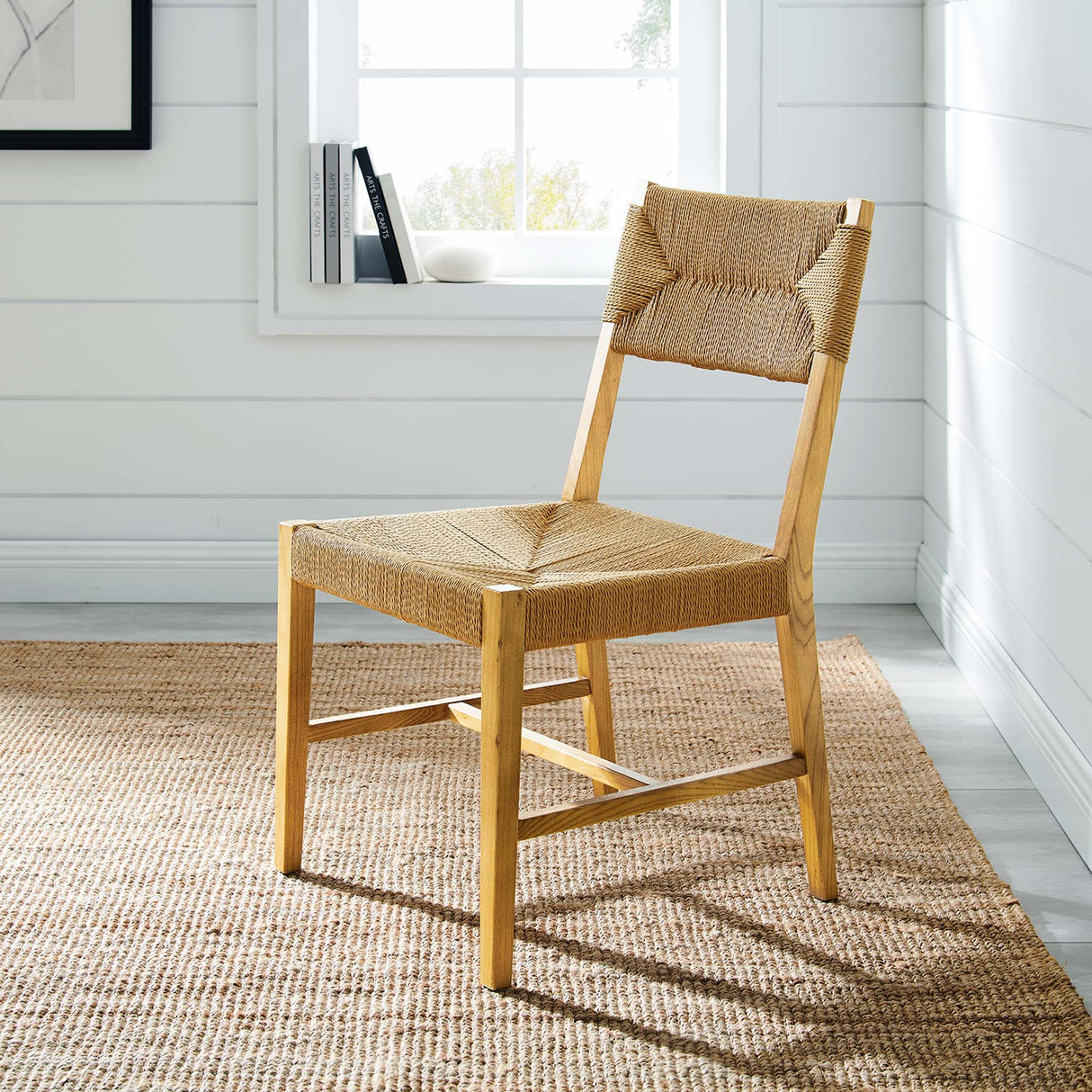 Bodie Wood Dining Chair - Coastal Modern & Woven Paper Rope Seat