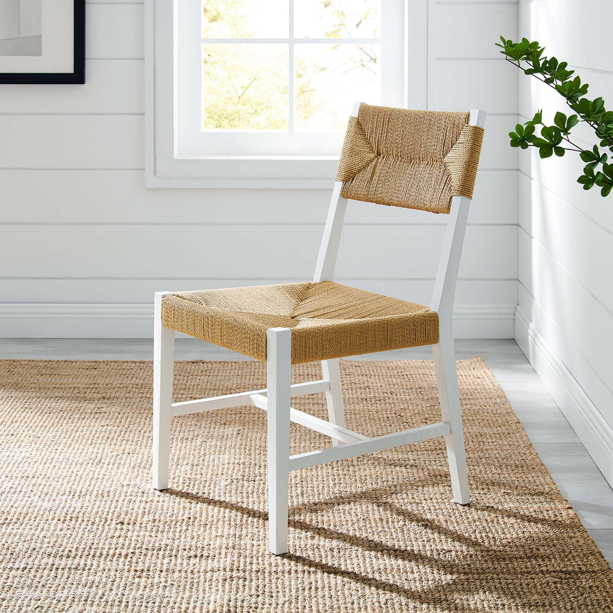 Bodie Wood Dining Chair - Coastal Modern & Woven Paper Rope Seat