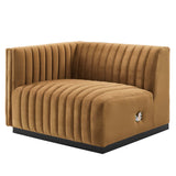 Conjure Channel Tufted Performance Velvet Left-Arm Chair - Modern Glam & Stain-Resistant