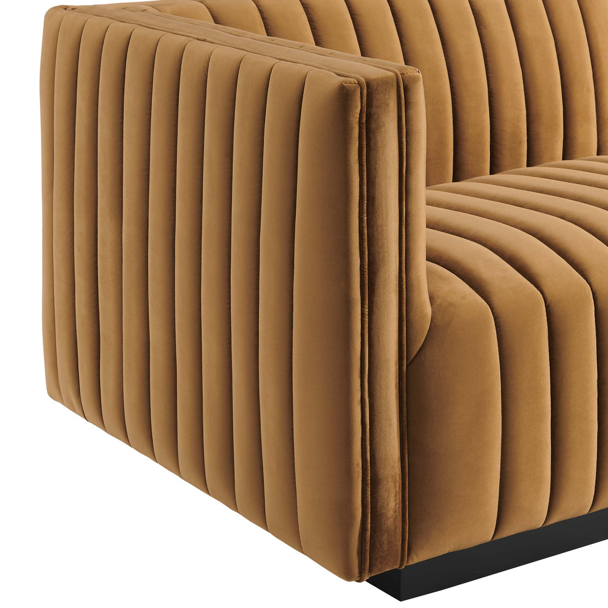 Conjure Channel Tufted Performance Velvet Left-Arm Chair - Modern Glam & Stain-Resistant