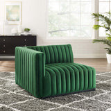 Conjure Channel Tufted Performance Velvet Left-Arm Chair - Modern Glam & Stain-Resistant