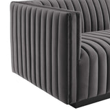 Conjure Channel Tufted Performance Velvet Left-Arm Chair - Modern Glam & Stain-Resistant