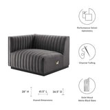 Conjure Channel Tufted Performance Velvet Left-Arm Chair - Modern Glam & Stain-Resistant