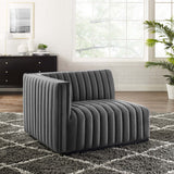 Conjure Channel Tufted Performance Velvet Left-Arm Chair - Modern Glam & Stain-Resistant