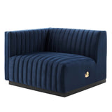 Conjure Channel Tufted Performance Velvet Left-Arm Chair - Modern Glam & Stain-Resistant