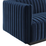 Conjure Channel Tufted Performance Velvet Left-Arm Chair - Modern Glam & Stain-Resistant