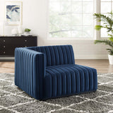 Conjure Channel Tufted Performance Velvet Left-Arm Chair - Modern Glam & Stain-Resistant