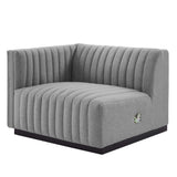 Conjure Channel Tufted Upholstered Fabric Left-Arm Chair - Modern Glam & Modular Seating