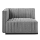 Conjure Channel Tufted Upholstered Fabric Left-Arm Chair - Modern Glam & Modular Seating