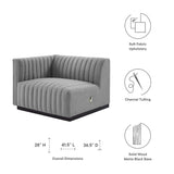 Conjure Channel Tufted Upholstered Fabric Left-Arm Chair - Modern Glam & Modular Seating