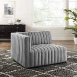 Conjure Channel Tufted Upholstered Fabric Left-Arm Chair - Modern Glam & Modular Seating