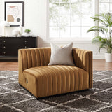 Conjure Channel Tufted Performance Velvet Right-Arm Chair - Modern Glam & Stain-Resistant