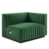 Conjure Channel Tufted Performance Velvet Right-Arm Chair - Modern Glam & Stain-Resistant
