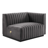 Conjure Channel Tufted Performance Velvet Right-Arm Chair - Modern Glam & Stain-Resistant