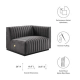 Conjure Channel Tufted Performance Velvet Right-Arm Chair - Modern Glam & Stain-Resistant