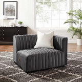 Conjure Channel Tufted Performance Velvet Right-Arm Chair - Modern Glam & Stain-Resistant