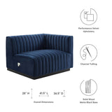 Conjure Channel Tufted Performance Velvet Right-Arm Chair - Modern Glam & Stain-Resistant