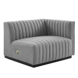 Conjure Channel Tufted Upholstered Fabric Right-Arm Chair - Modern Glam & Modular Sectional Seating