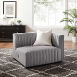 Conjure Channel Tufted Upholstered Fabric Right-Arm Chair - Modern Glam & Modular Sectional Seating