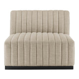 Conjure Channel Tufted Upholstered Fabric Armless Chair - Modern Glam & Vertical Tufting