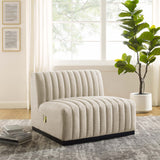 Conjure Channel Tufted Upholstered Fabric Armless Chair - Modern Glam & Vertical Tufting