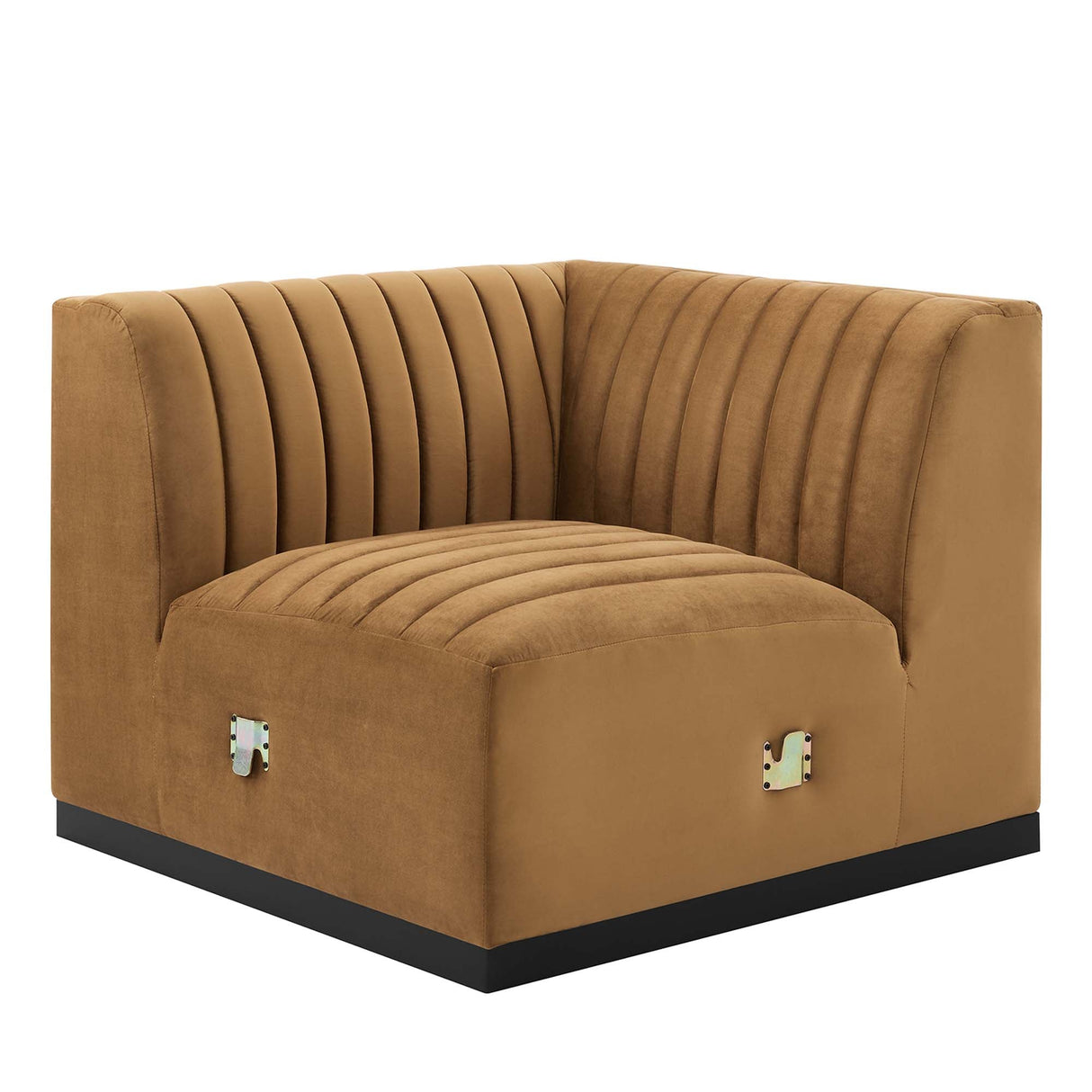 Conjure Channel Tufted Performance Velvet Left Corner Chair - Modern Glam & Stain-Resistant Modular Seating