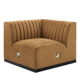 Conjure Channel Tufted Performance Velvet Left Corner Chair - Modern Glam & Stain-Resistant Modular Seating