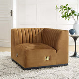 Conjure Channel Tufted Performance Velvet Left Corner Chair - Modern Glam & Stain-Resistant Modular Seating