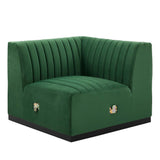 Conjure Channel Tufted Performance Velvet Left Corner Chair - Modern Glam & Stain-Resistant Modular Seating