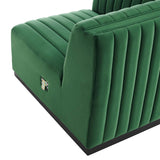 Conjure Channel Tufted Performance Velvet Left Corner Chair - Modern Glam & Stain-Resistant Modular Seating