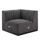 Conjure Channel Tufted Performance Velvet Left Corner Chair - Modern Glam & Stain-Resistant Modular Seating