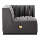 Conjure Channel Tufted Performance Velvet Left Corner Chair - Modern Glam & Stain-Resistant Modular Seating
