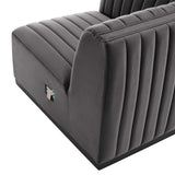Conjure Channel Tufted Performance Velvet Left Corner Chair - Modern Glam & Stain-Resistant Modular Seating