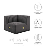 Conjure Channel Tufted Performance Velvet Left Corner Chair - Modern Glam & Stain-Resistant Modular Seating