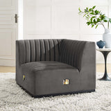 Conjure Channel Tufted Performance Velvet Left Corner Chair - Modern Glam & Stain-Resistant Modular Seating
