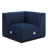 Conjure Channel Tufted Performance Velvet Left Corner Chair - Modern Glam & Stain-Resistant Modular Seating
