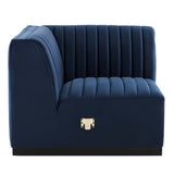 Conjure Channel Tufted Performance Velvet Left Corner Chair - Modern Glam & Stain-Resistant Modular Seating