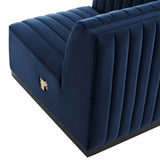 Conjure Channel Tufted Performance Velvet Left Corner Chair - Modern Glam & Stain-Resistant Modular Seating